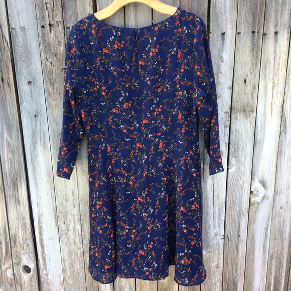 NWT Madewell Silk Boatneck Pintuck Dress Moonless Blue Floral 12 - Picture 8 of 11